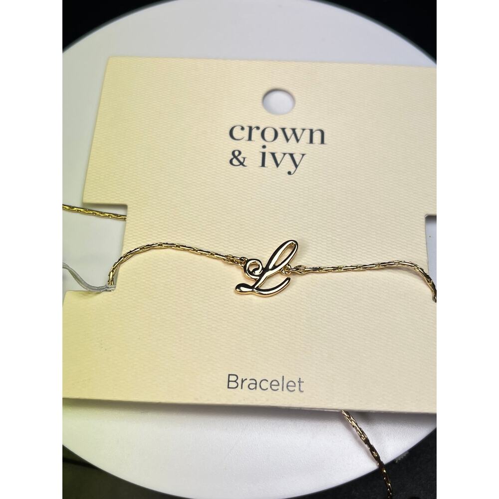 Crown & Ivy “C” Bracelet - Gold Tone Adjustable Slider Monogram